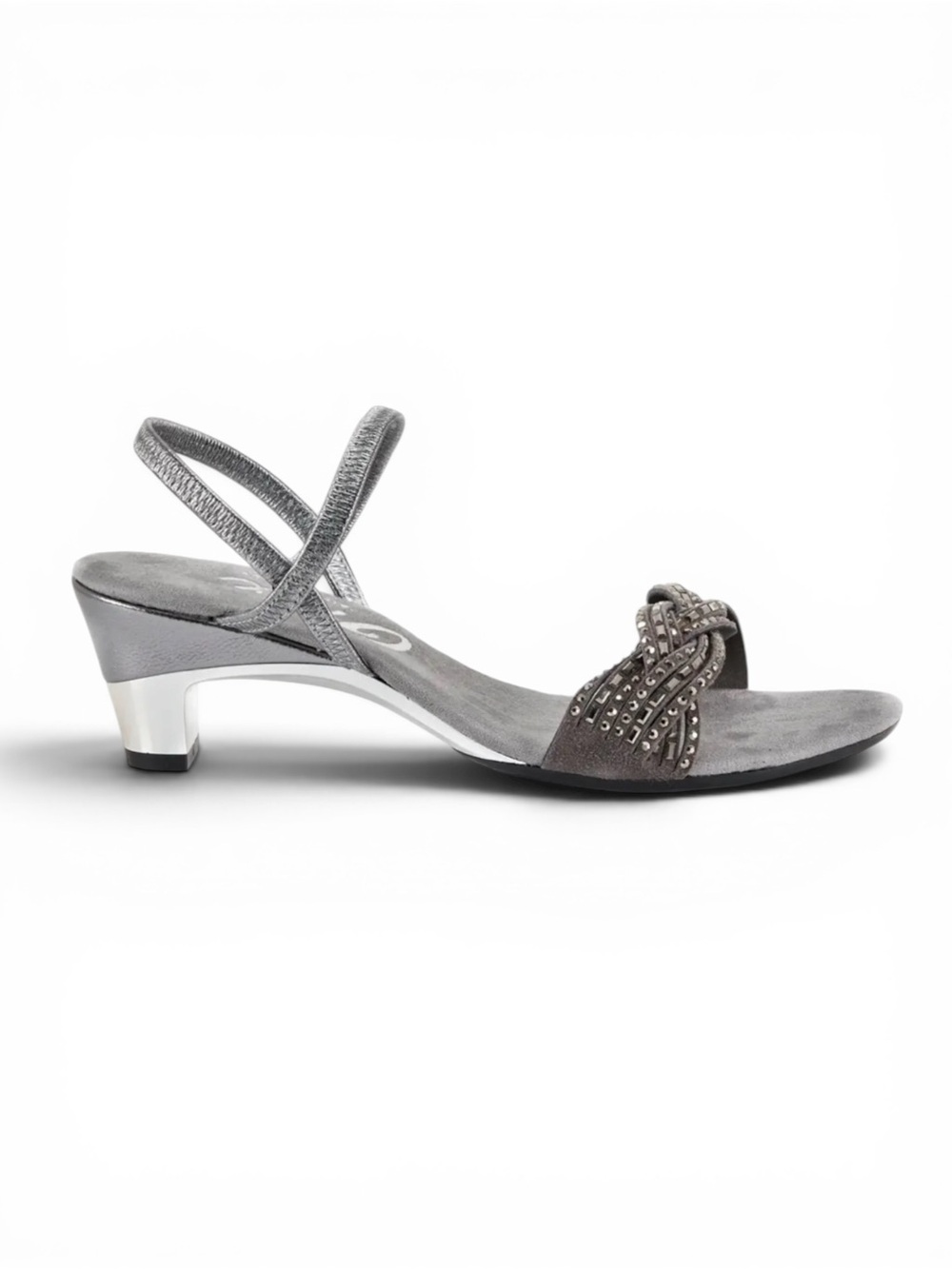 Onex Pewter Rhinestone Strap Italian Sandal